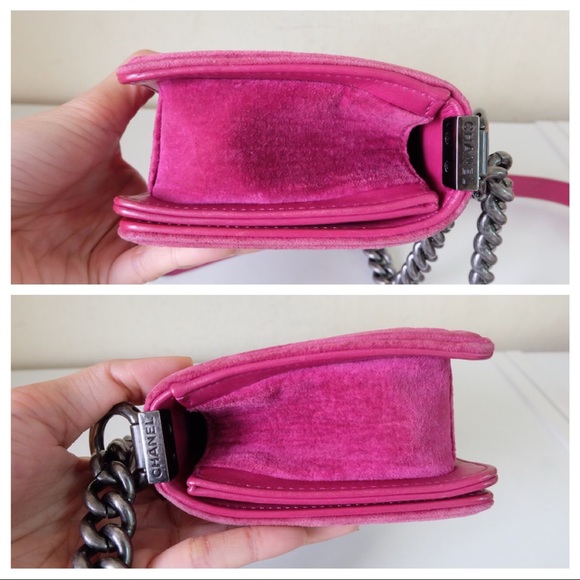 CHANEL BOY VELVET HANDBAG IN PINK - Picture 12 of 16